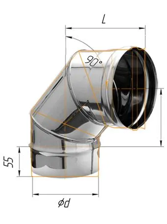 колено феррум угол 90° нержавеющее (430/0,5мм) ф220 #